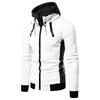 Men's Cardigan Jackets Thicken Fleece Men Autumn Winter Coat Hooded Sweatshirt Zip Up Warm Color Blocking Men's Jackets