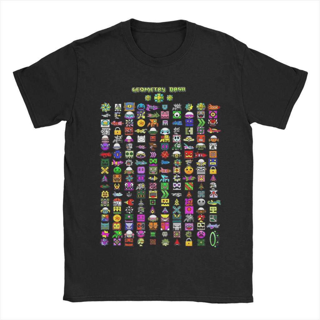 Unisex Unisex Tshirts Runner Geometry Dash Game Funny 100 Cotton Tees Short Sleeve Geometric Dash T Shirt Crew Neck Clothes Summer