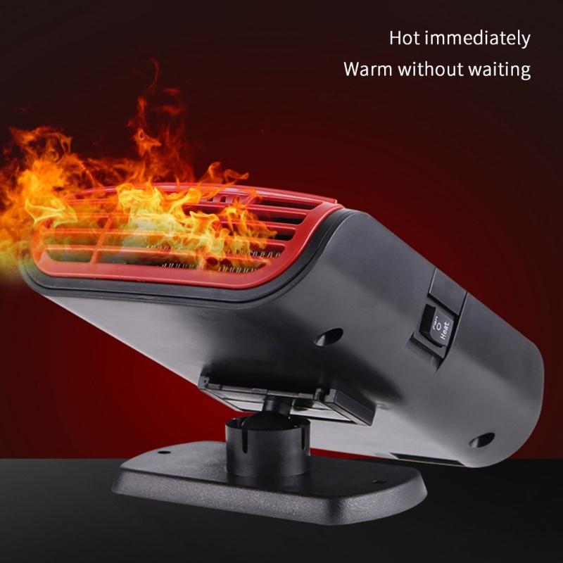 12V Car Defroster Demister Heater Cooling Fan Adhesive Windshield Defogger Car Interior Accessories Angle Adjustable