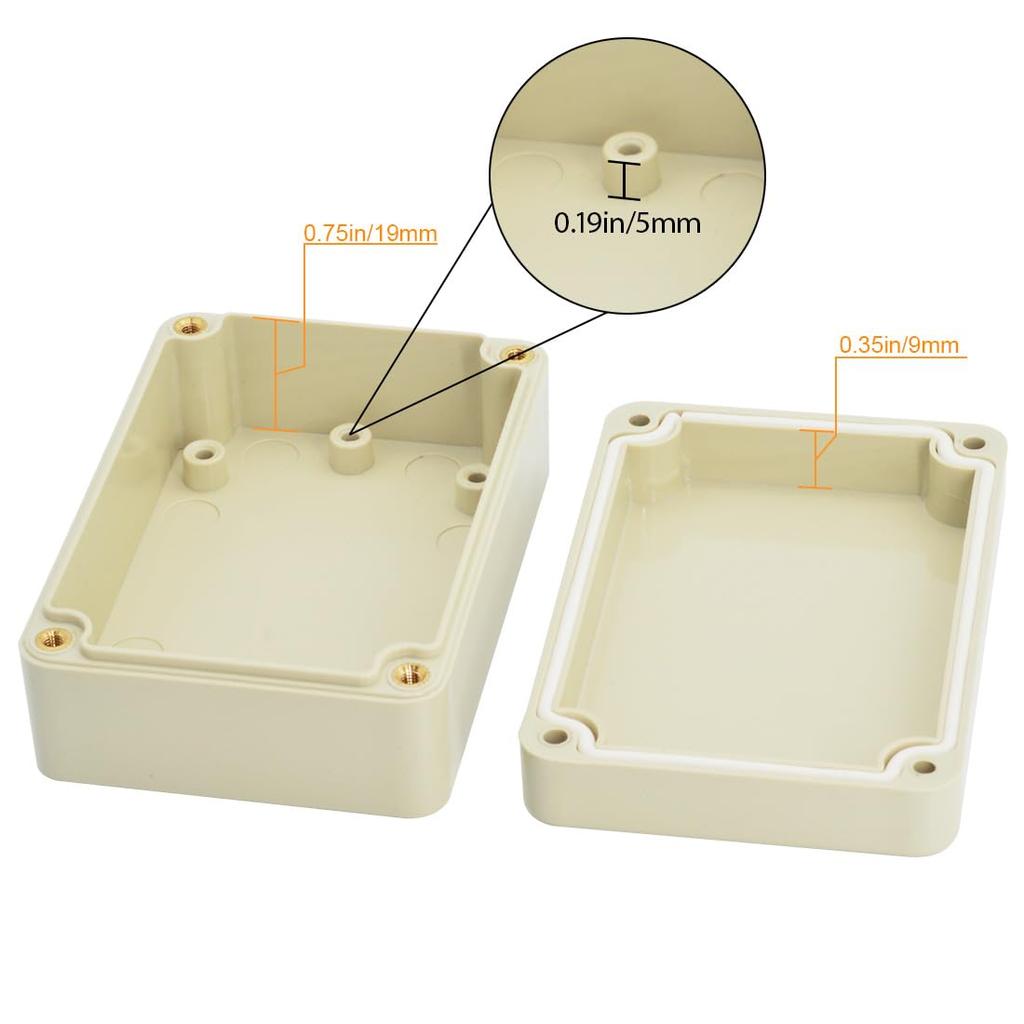 LeMotech Водонепроницаемая пылезащитная IP65 Пластиковая ABS Распределительная коробка Универсальный корпус для электрических проектов Светло-серый 3,3 x 2,3 x 1,3 дюйма (83 x 58 x 33 мм)