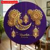 2D Flat 20*20cm1pc Ramadan Kareem Gold Moon and Lanterns Patterns Purple Gorgeous Round Home Party Decor, Retro Style Celebrate Ramadan Islam Muslim