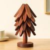 5Pcs Wooden Tree-Shaped Coasters with Base Heat-resistant Drink Placemats Pot
