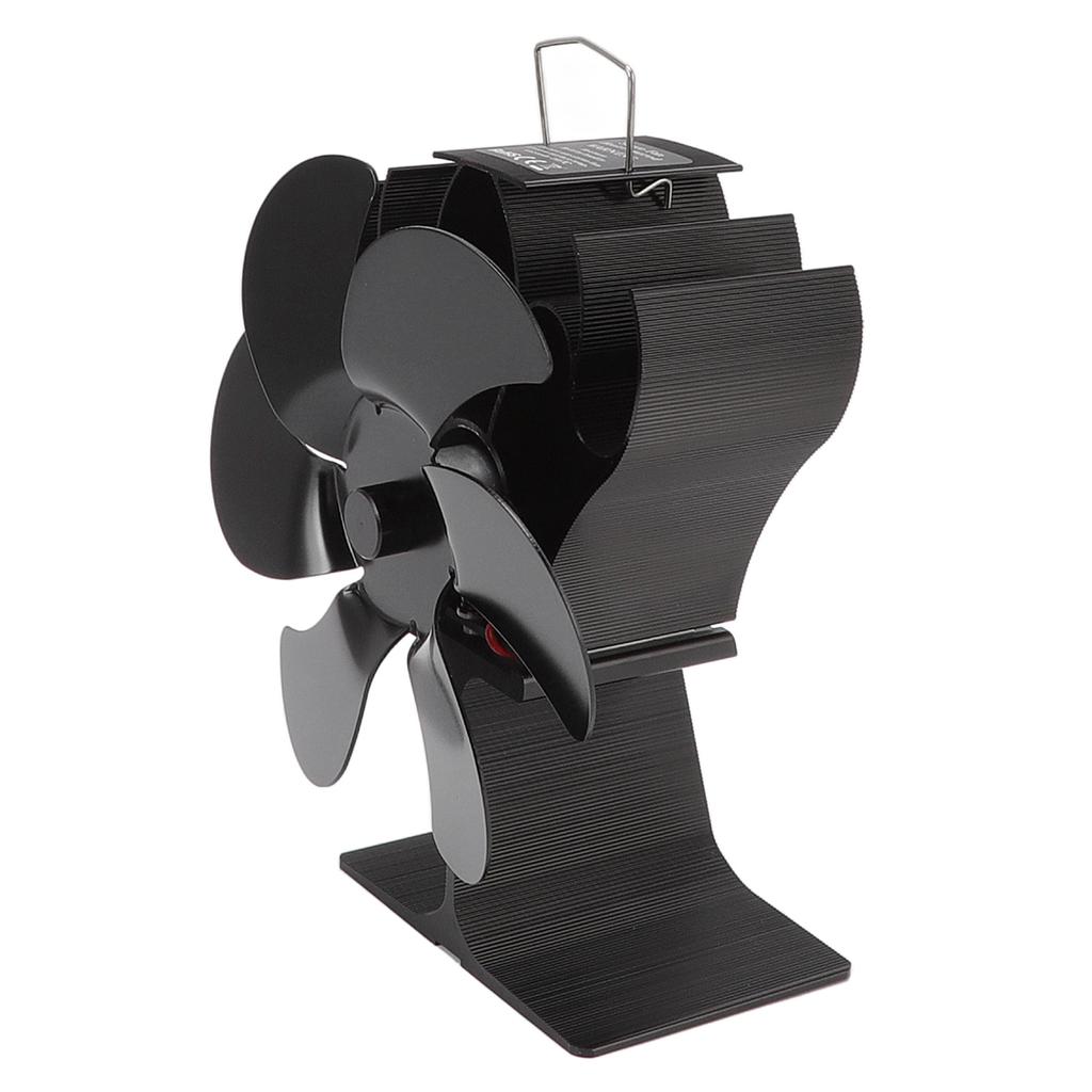 6 Blade Stove Fan Black Self Starting High Temperature Resistant Heat Powered Stove Fan for Home