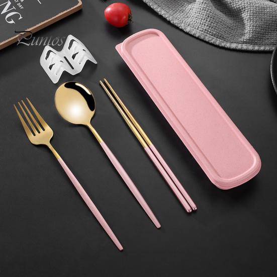 Набор столовых приборов в корейском стиле, пыленепроницаемые палочки для еды из нержавеющей стали, вилка, ложка, обеденный набор для ежедневного использования