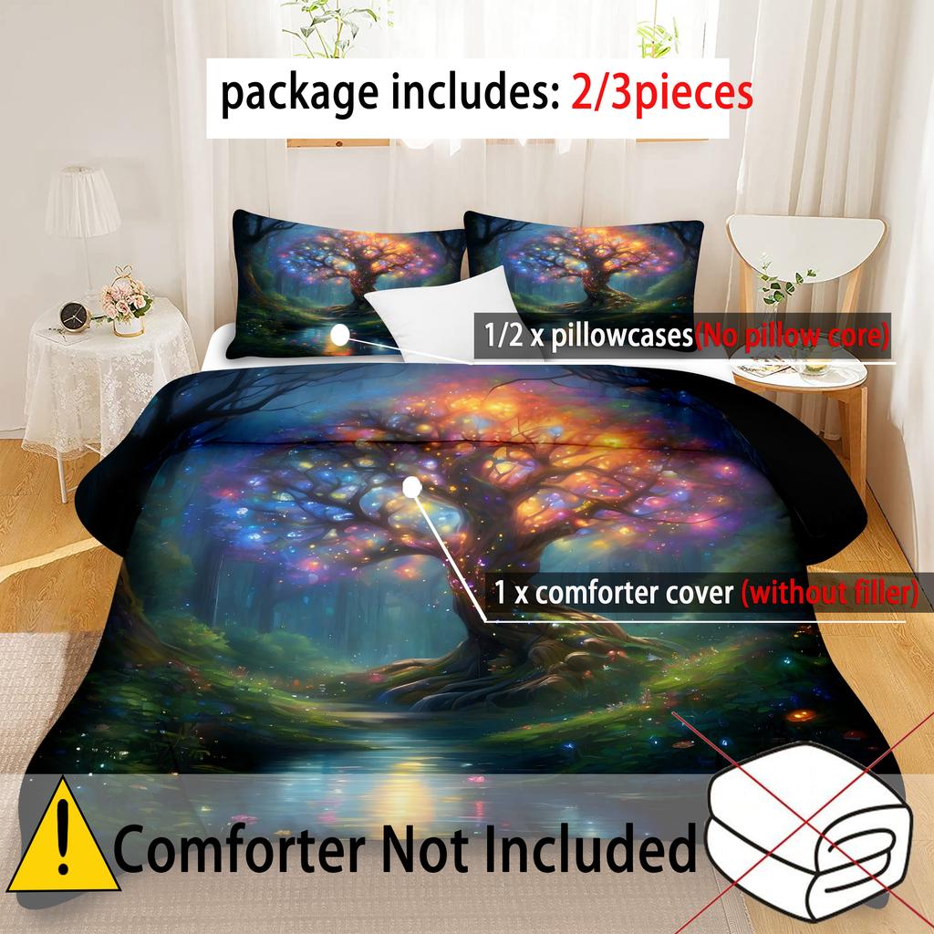 Colorful Big Tree Painting 3D Printed Quilt Cover Modern Art Style Bedding Set Luxury Home Textiles Polyester Soft Duvet Cover