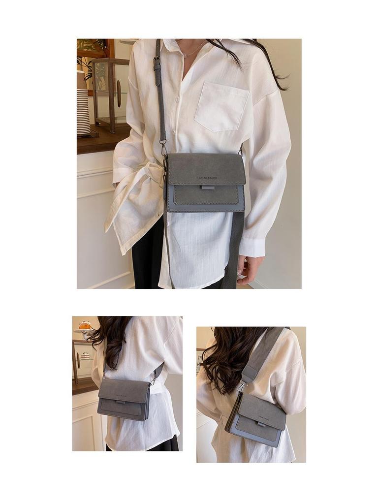 Yuezi Chic Женская маленькая квадратная сумка кроссбоди в корейском стиле 2025 года с широким ремнем