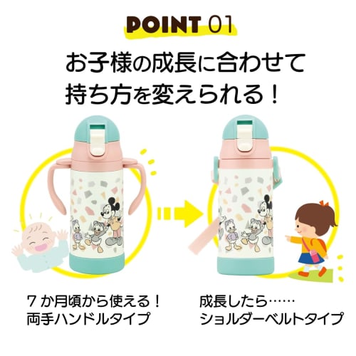 Skater (STWM3N-A) Двуручная бутылка для воды из нержавеющей стали с соломинкой, детская кружка, ретро-дизайн Disney Микки Маус и друзья, 350 мл