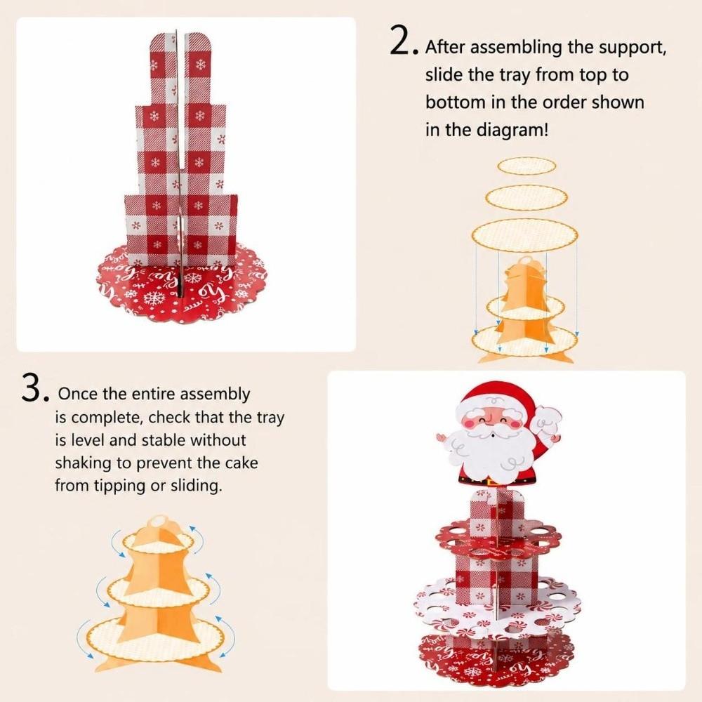 Santa Claus Christmas Cupcake Stand Xmas Party Table Decor Cupcake Holder Xmas Holiday Party