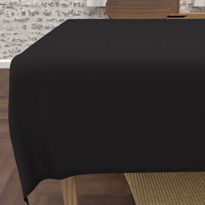 Rectangular Stain-resistant Tablecloth In Washed Microfibre 140x300 Cm BOHEME Black, by Soleil d'Ocre