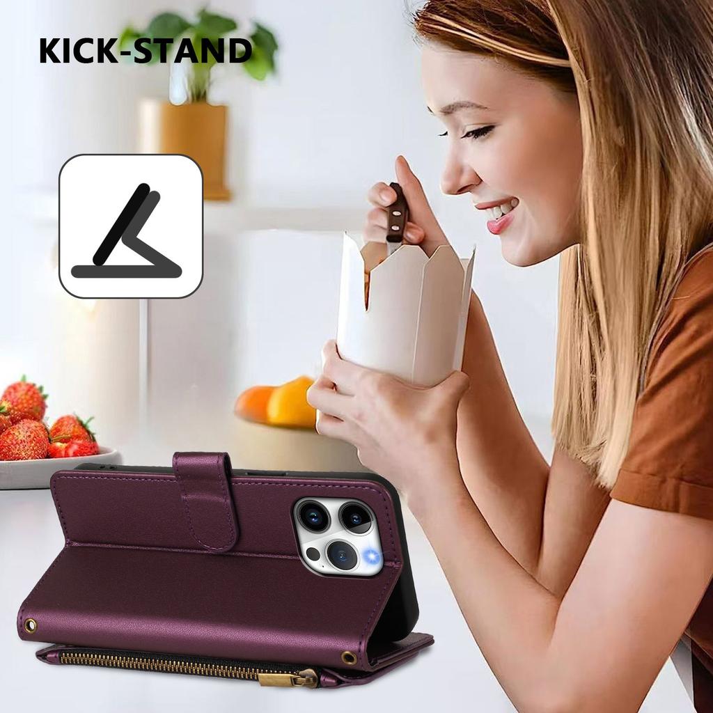 Кожаный чехол для iPhone 16 Pro Max с цветочным тиснением в виде бабочки, кошелек на молнии, чехол-подставка с ремешком на запястье