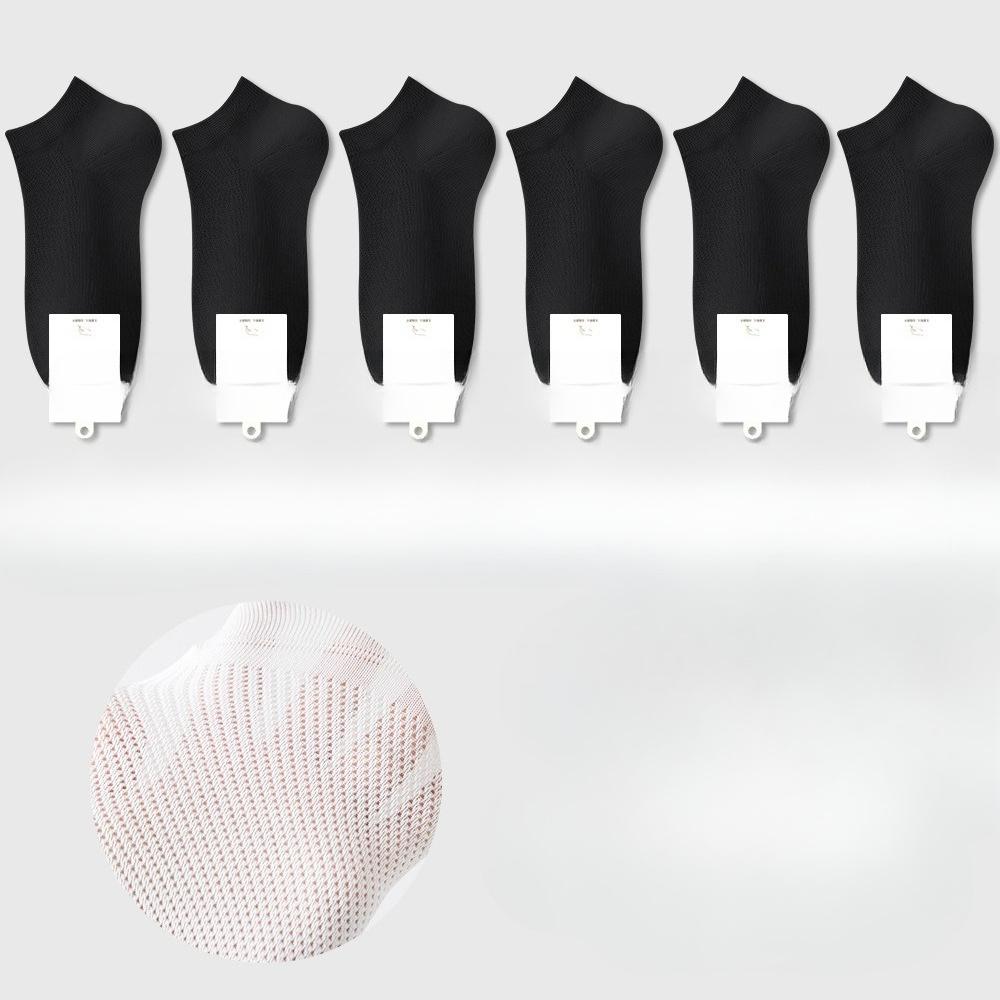 6 Pairs of Women's Summer Thin Cotton Boneless Deodorant Sweat Absorbing Heel Mesh Boat Socks