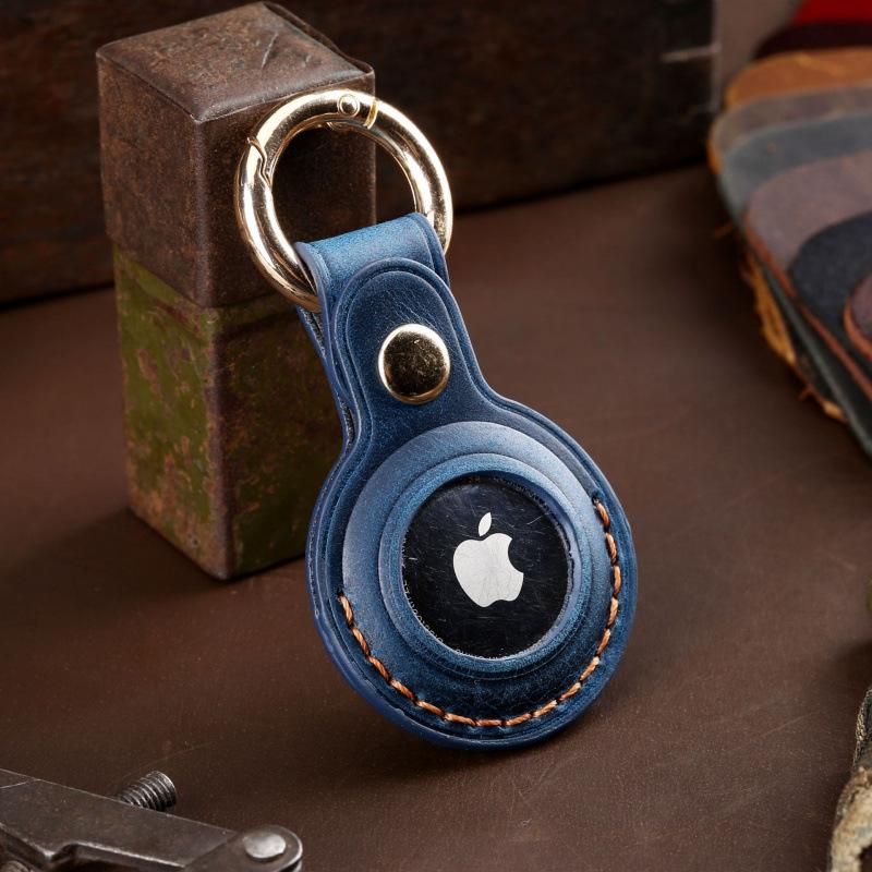 100% Ручная работа Чехол для Apple Airtag Чехол для Air Tag из Натуральной Кожи Держатель Air Tag Полностью Защитный Чехол для Трекера с Петлей Брелок