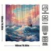 1Pc Extra Large Bath Curtain - Majestic Three-Masted Sailing Ship Sunset Ocean Seascape Design, Vibrant Pink Orange Blue Nautica