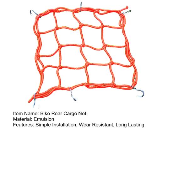 Bike Rear Cargo Net Elastic Storage Organizer Net with Hook Simple Installation Universal Fit Bicycle Rear Helmet Holder Net