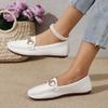 Flat-bottomed Casual Single Shoes, Loafers, Shallow-mouth Doudou Shoes, Women's 2024 New Fashion Metal Chain, Large-size Mother Shoes.