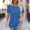 Women's Fashion Casual Solid Color Round Neck Short Sleeve T-shirt Tops