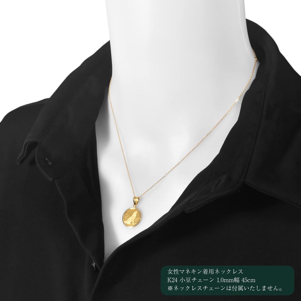 K24 Pure Gold Coin Pendant Wolf Condor K18 Simple Frame Engraved [Speranza] & 1/25oz