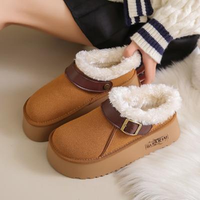 Меховые замшевые балетки мюли на платформе женские тапочки уютные зимние плюшевые теплые хлопковые туфли модные шлепанцы 2025 тренд повседневные туфли женские