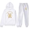 Mens Hooded Sweatshirt With Gothic Arc Letter Print Fleece-Lined Casual Pullover