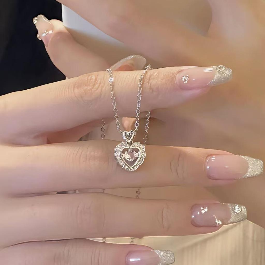 Ожерелье из стерлингового серебра 925 пробы «Сердцебиение», ожерелье «Любящее сердце», женская роскошная цепочка на ключицу «Бьющееся сердце» - Идеальный рождественский подарок.