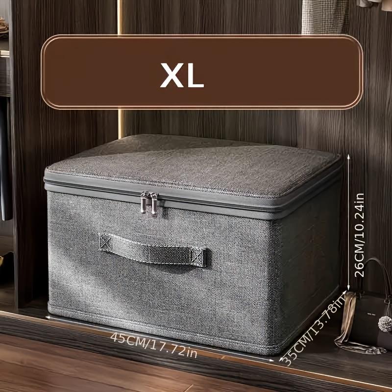 Набор 2шт.: Большой прочный складной контейнер для хранения с замком | Идеально подходит для организации одежды в шкафу и наведения порядка в гостиной, Изготовлен из холста