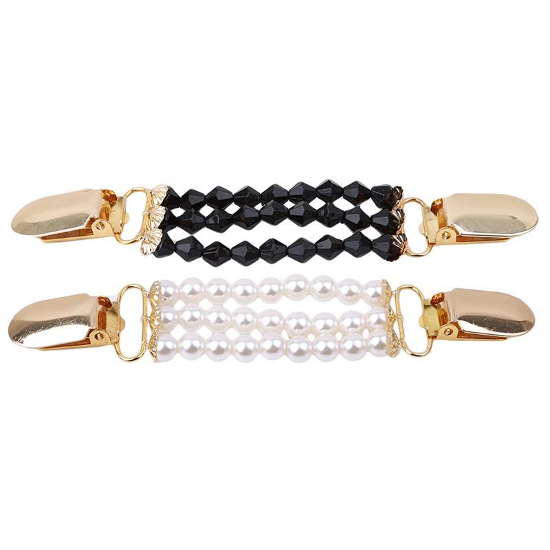 Женская мода бисерный свитер шаль клипсы кардиган воротник утиный рот позолоченный металлический держатель клипсы