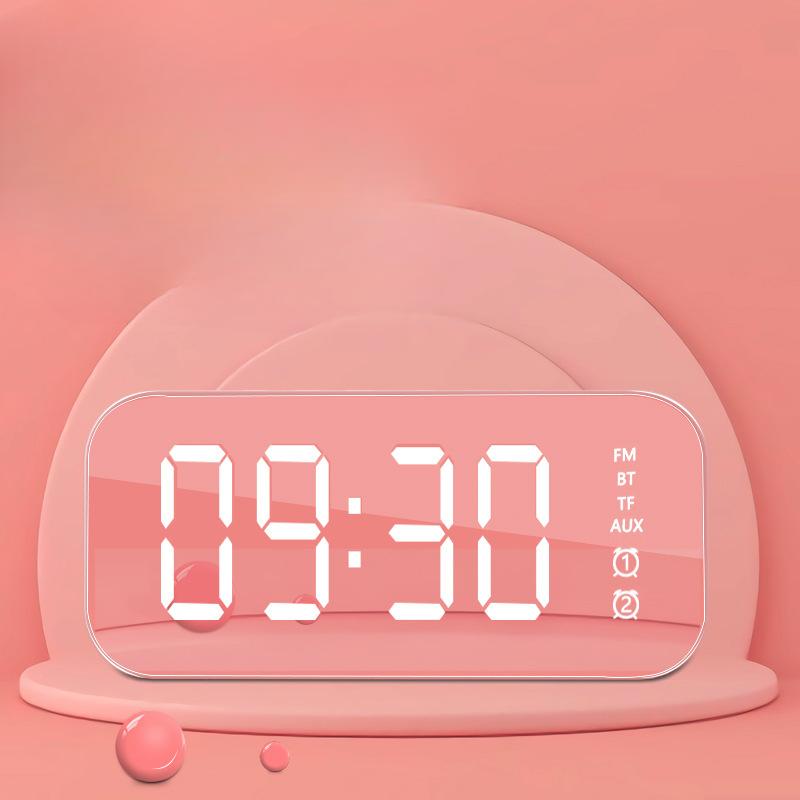 Беспроводной ретро Bluetooth-будильник с громкоговорителем, мини-зеркало для дома, маленькая звуковая система, сабвуфер, пульт дистанционного управления, интеллект