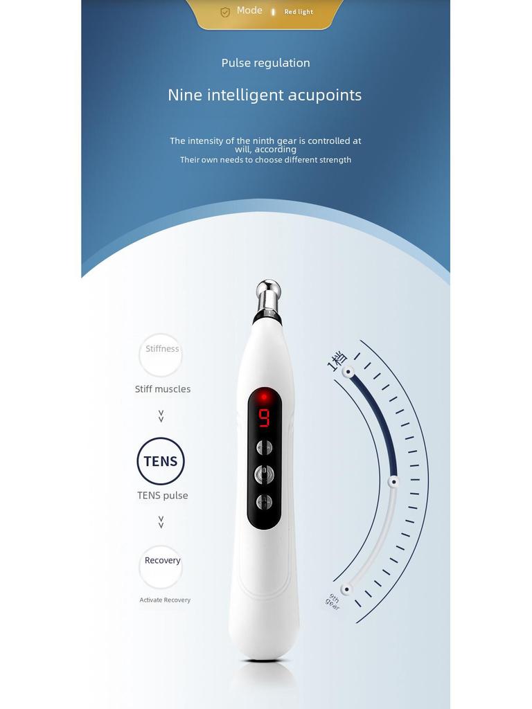 Перезаряжаемая ручка Meridian: Электронный акупунктурный массажер с интеллектуальным поиском точек акупунктуры и импульсной терапией.