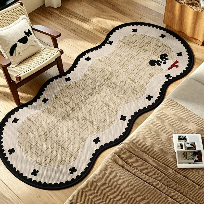 Bedroom Carpet Bedside Floor Mat Runner Rug Irregular-Shaped Carpets Green French Vintage Home Decor Rugs for Living Room