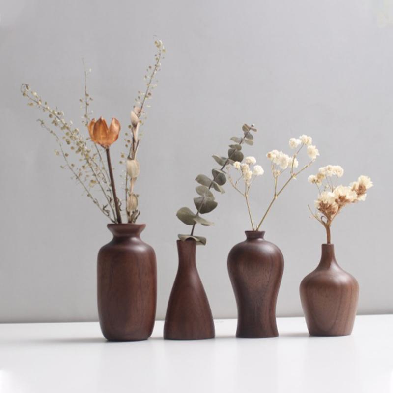 Wooden Crafts Walnut Flower Ware Solid Wood Vase Ornament Solid Wood Small Vase