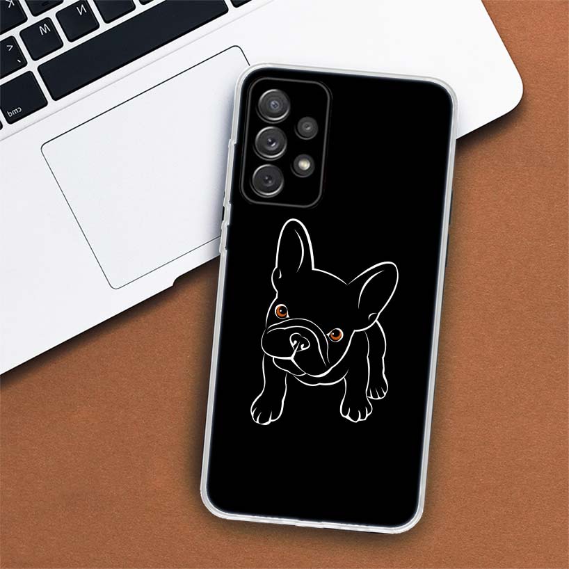 Черно-белый чехол для телефона с французским бульдогом для Samsung Galaxy A53 A52 A73 A72 A12 5G A13 A22 A23 A32 A33 A02S A03S A42 A43 A50S, чехол