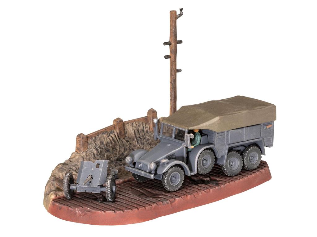 Revell Немецкий KFZ 69 с Pak Пластиковая Сборная Модель 03344 1/76 Krupp-Protze 3.7cm