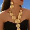 Ювелирные изделия дисковый узор преувеличенный высококлассный дизайн темперамент модный Y-образный длинный комплект ожерелья и серег
