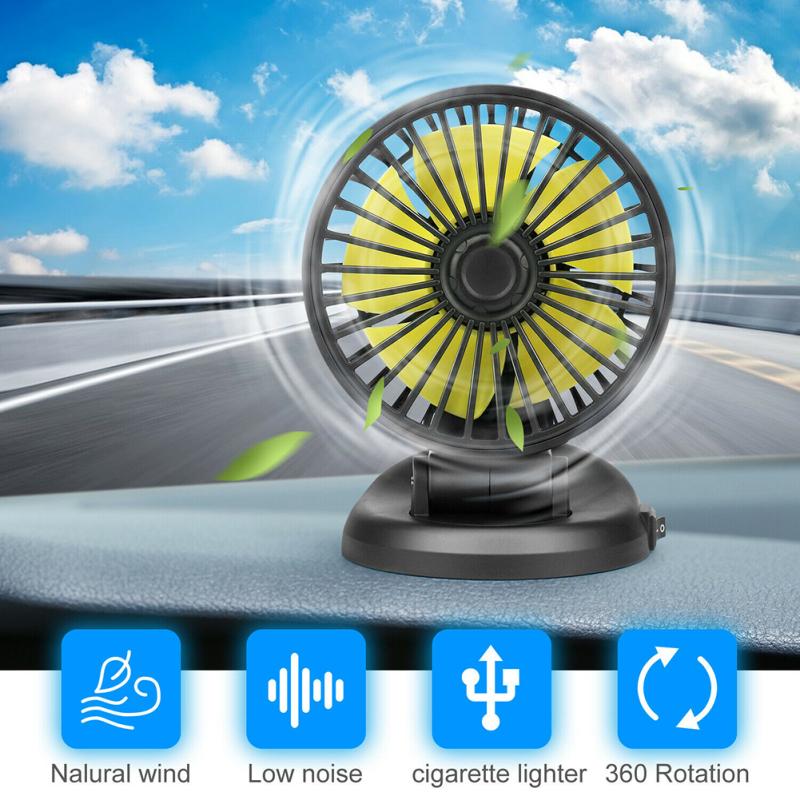 Автомобильный охлаждающий вентилятор 12 В/24 В, USB-интерфейс, мощный вращающийся на 360 градусов электрический охладитель, универсальный для