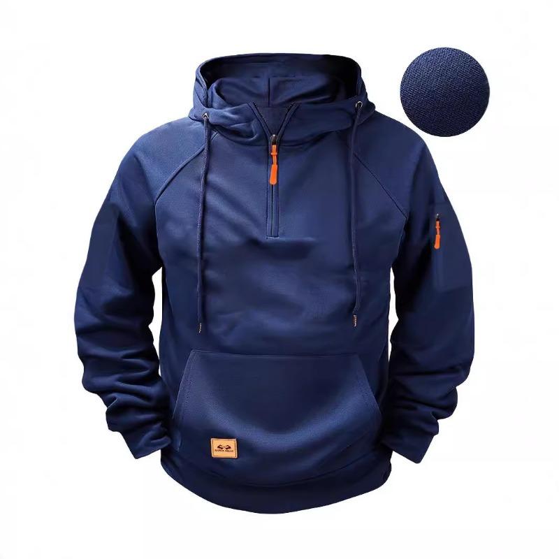 Men's Hooded Sweatshirt with Zipper Multiple Pockets Sports Casual Jacket