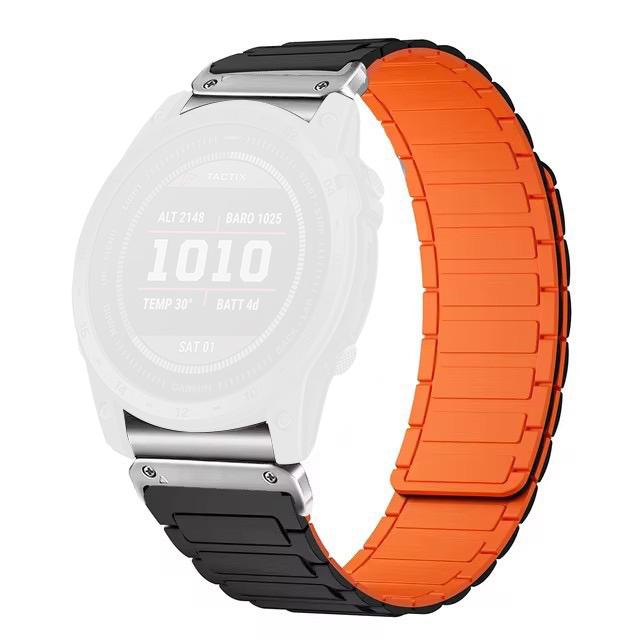 20mm Quick Release Magnetic Silicone Band for Garmin Fenix 8 43mm/Descent MK3/MK3i Dual Color Watch Strap
