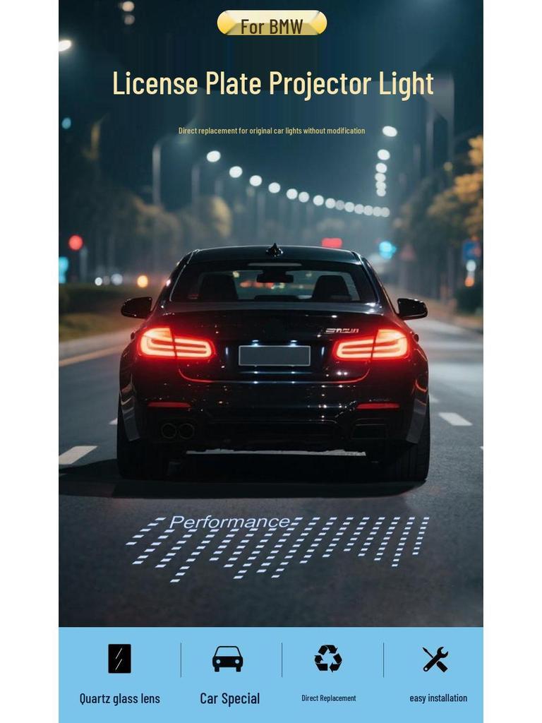 BMW License Plate Projection Lights: Compatible with 1, 3, 4, 5 Series, X1, iX3, X5, M3, M4 - Welcome Atmosphere Upgrade.