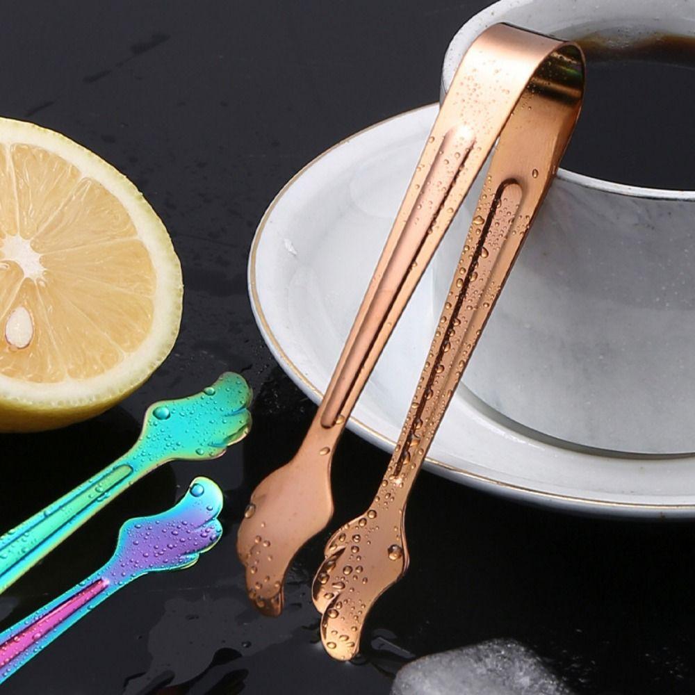 Colorful Coffee Sugar Clip Stainless Steel Ice Cube Tong Food Serving Tool BBQ Clip For Bar