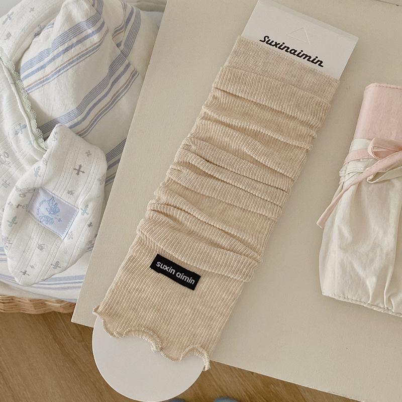Solid Color Summer Thin Breathable Leg Warmers Japanese Simple Long Knee High Socks Women Elegant Leg Warmers Trendy Calf Socks