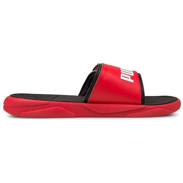 Puma Royalcat Comfort Sandals Velcro Rubber Sole Slide Sandals Unisex Sandals Black Red 372280-07