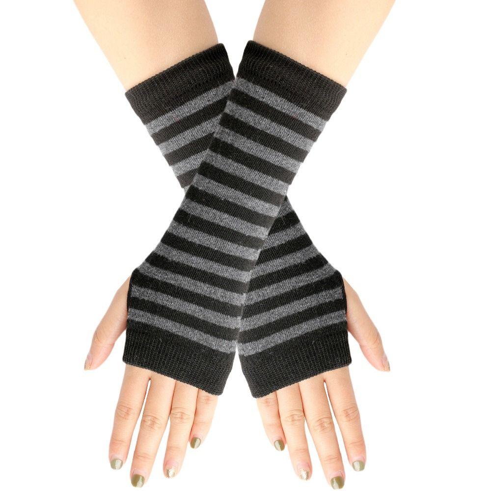 Accessories Cosplay Party Knitted Fingerless Gloves Stripes Mittens Elasticity Gloves Half Finger
