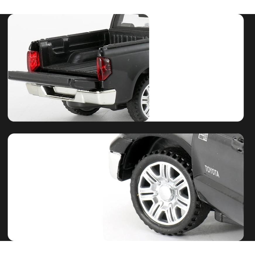 1/32 TOYOTA Tundra TRD Pickup Diecast Toy Модель игрушечного грузовика Миниатюрная откидная дверь Открывающаяся коллекция со звуком и светом Подарок для мальчика
