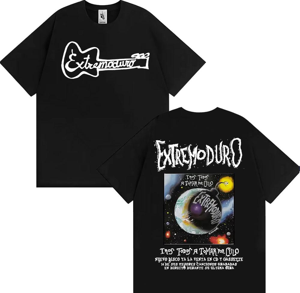 Rock Band EXTREMODURO Tour 2025 Cover Tshirt Men Women Fashion Vintage Short Sleeve T Shirts Summer Pop Loose Oversized T Shirt
