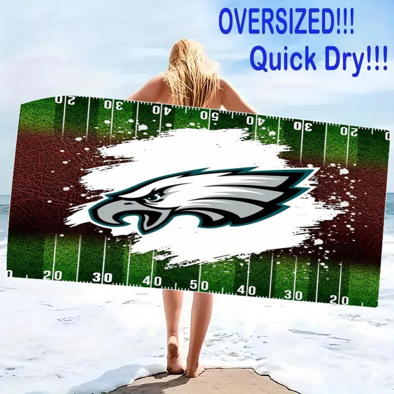 Philadelphia Eagles Print Beach Towel, Large Soft Quick Dry Towel for Beach Camping Swimming