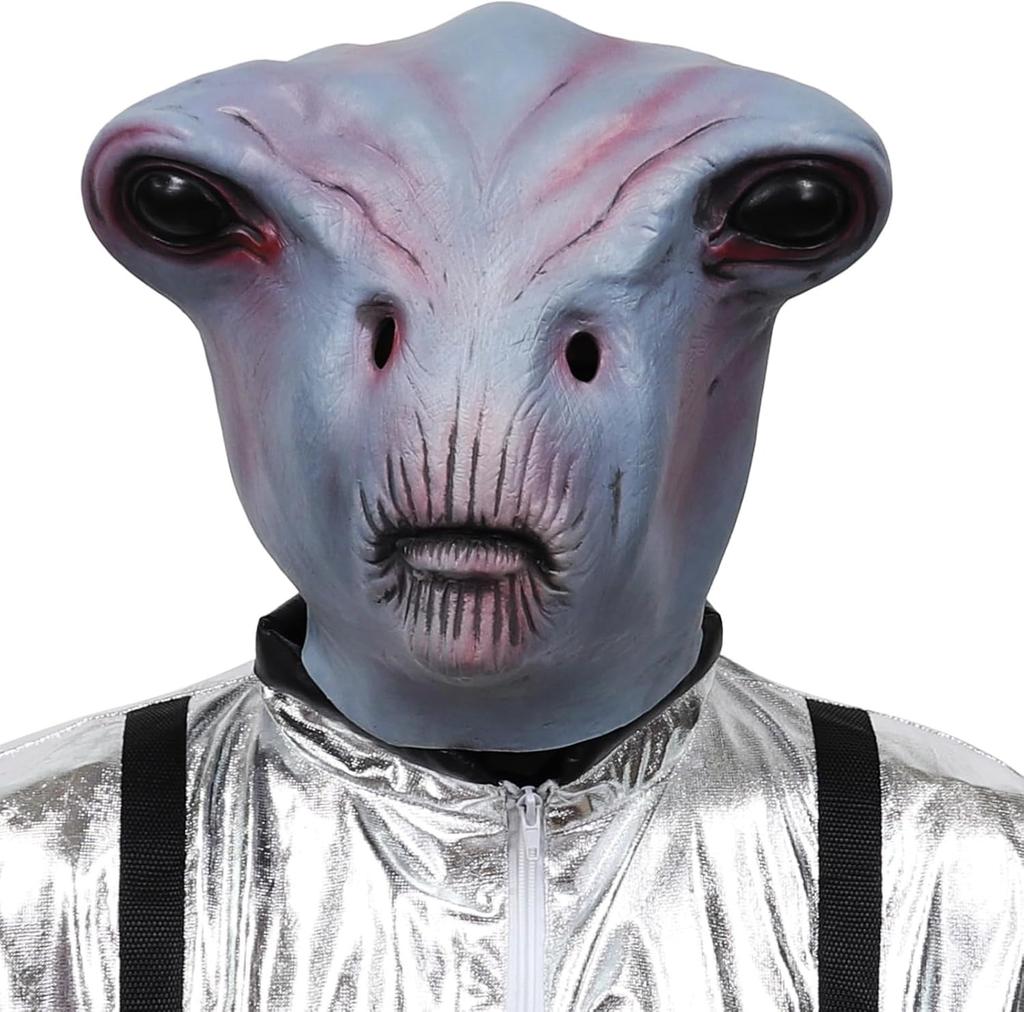 3D Realistic Alien Latex Full Head Masks UFO Prank Costume Halloween Cosplay Party Props Scary Party Decoration Novelty Mask