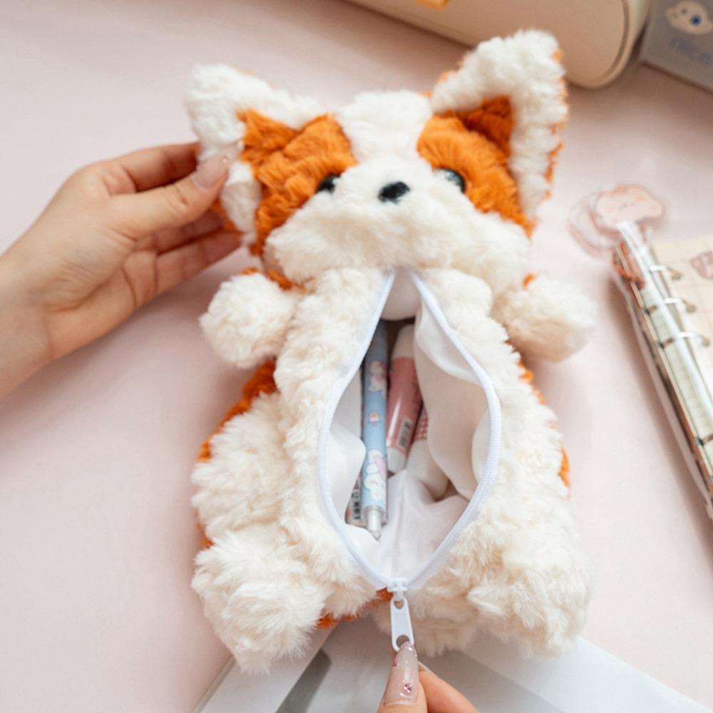 Plush Dog Doll Stationery Bag Corgi Little Dog Pen Pouch Ins Little Dog Doll Pencil Bag Stationery