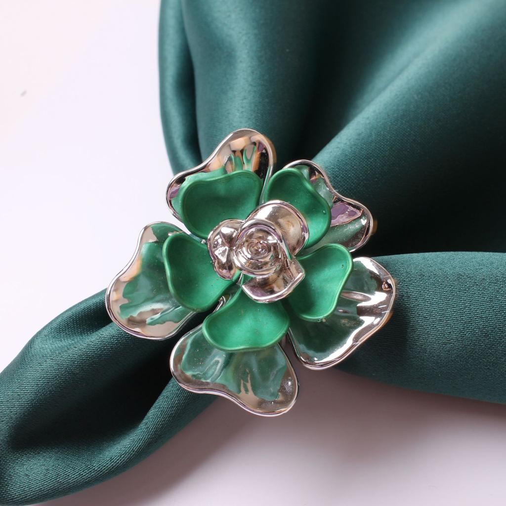 6 шт./лот двойная роза цветок кольцо для салфеток цветок пуговица для салфеток кольцо для салфеток свадебный отель стол пуговица для салфеток