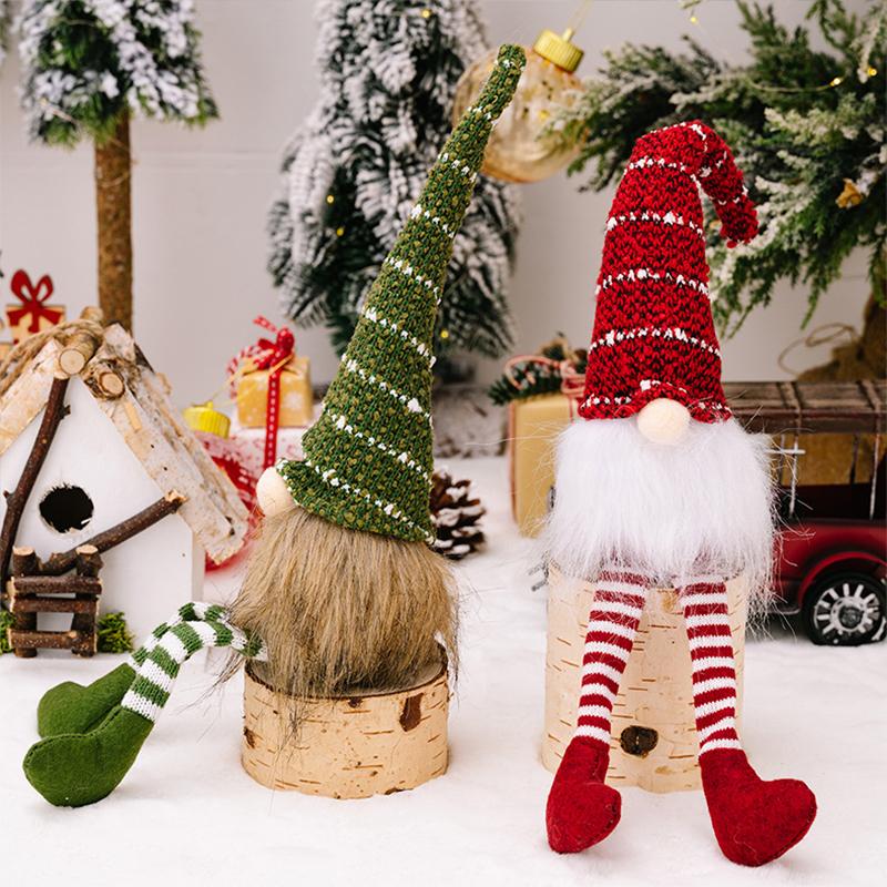 Рождественская безликая кукла гном украшение подвесные ножки куклы украшения полосатая вязаная шапка
