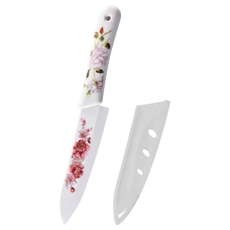 Керамический нож для фруктов Rose для кухни, нож шеф-повара с ножнами, универсальный инструмент для нарезки и приготовления пищи для овощей, нержавеющий циркониевый