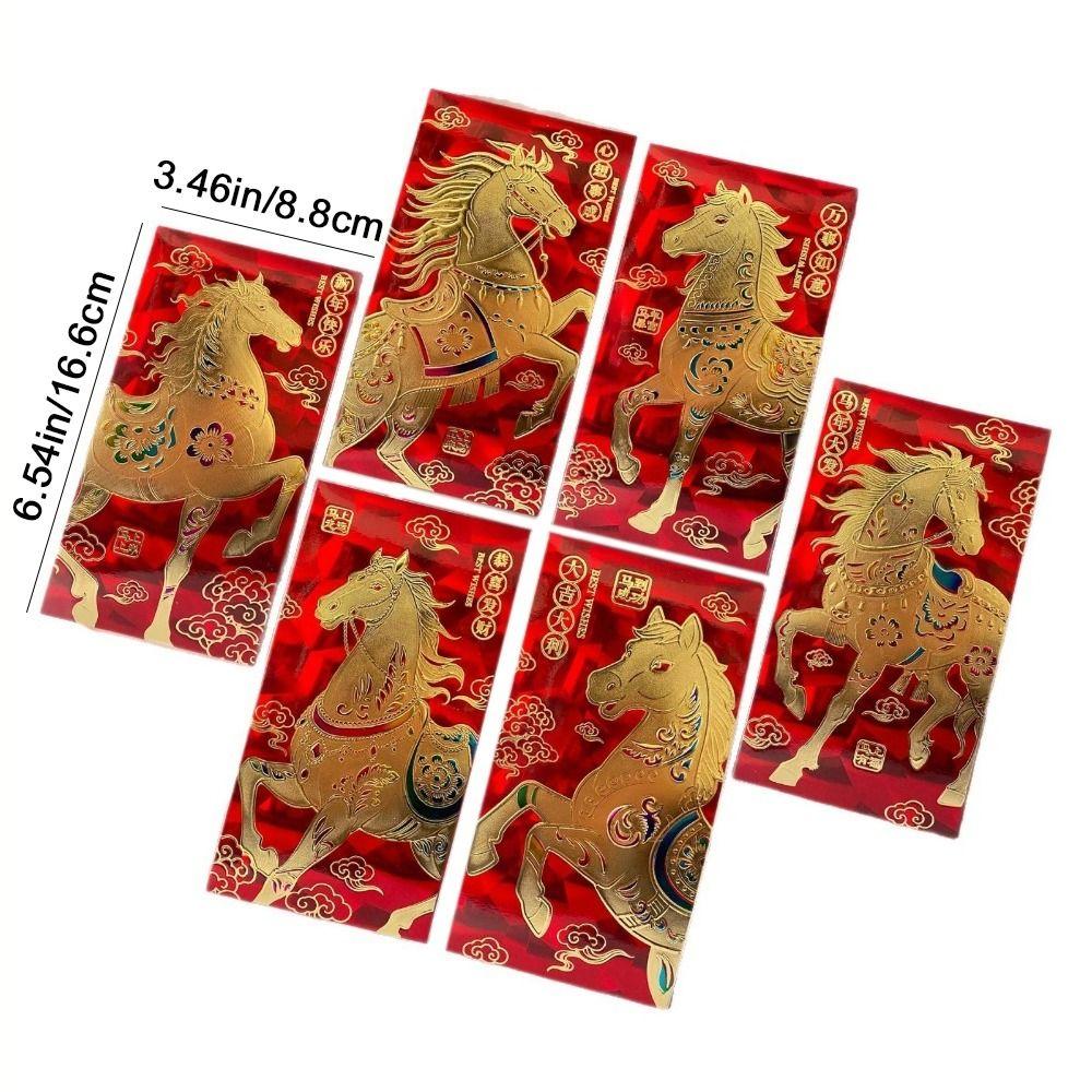 6Pcs/Set Traditional 2026 New Year Red Envelope Paper Spring Festival Envelope  Spring Festival